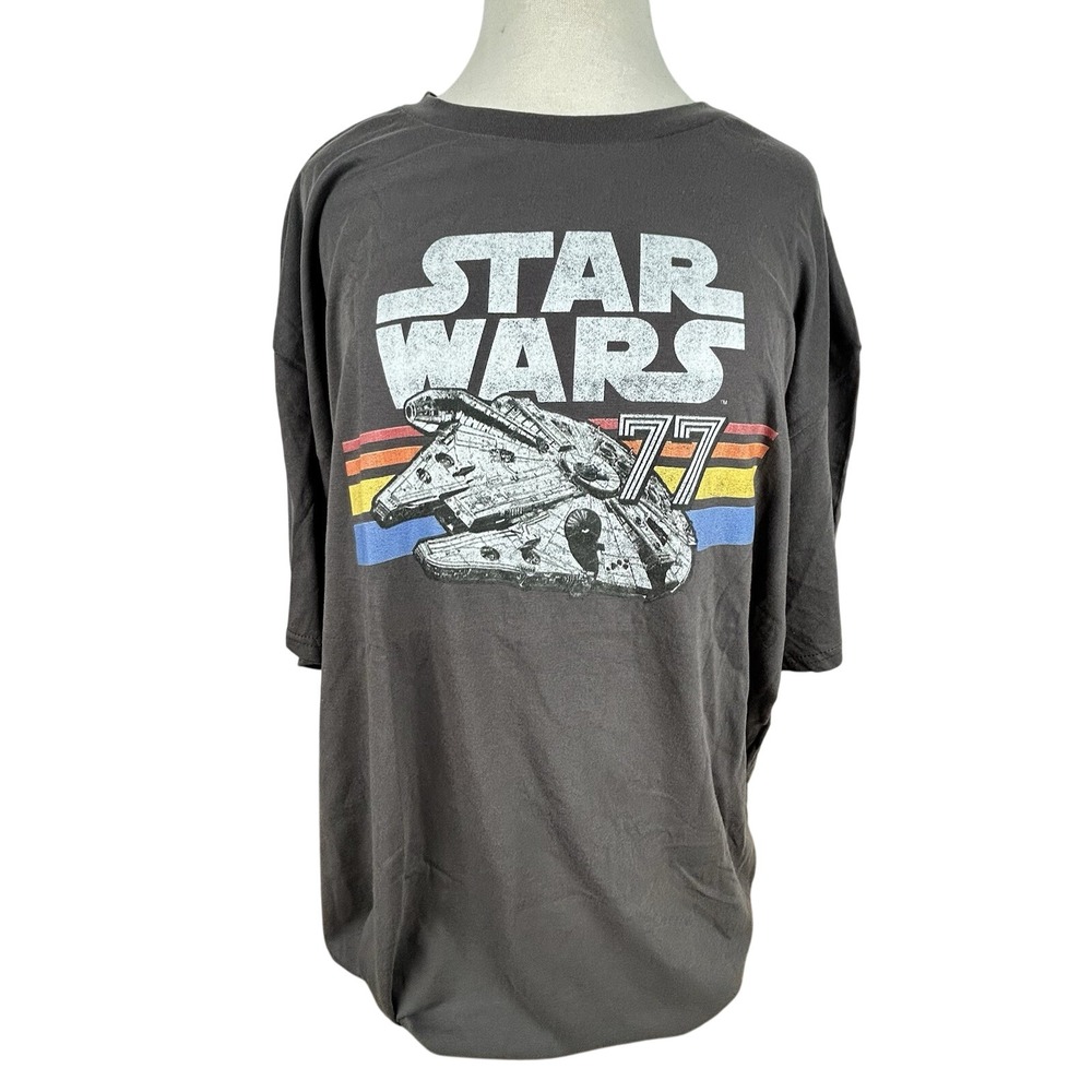 Retro Disney Star Wars Millennium Falcon Rainbow Stripe Shirt